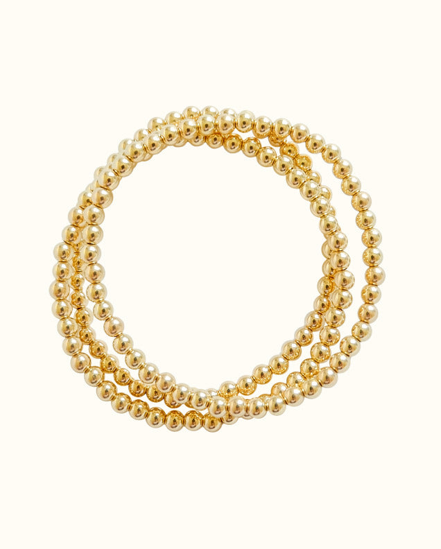 Gara Danielle Elastic Bracelet with 14k Gold-Filled 4mm Beads