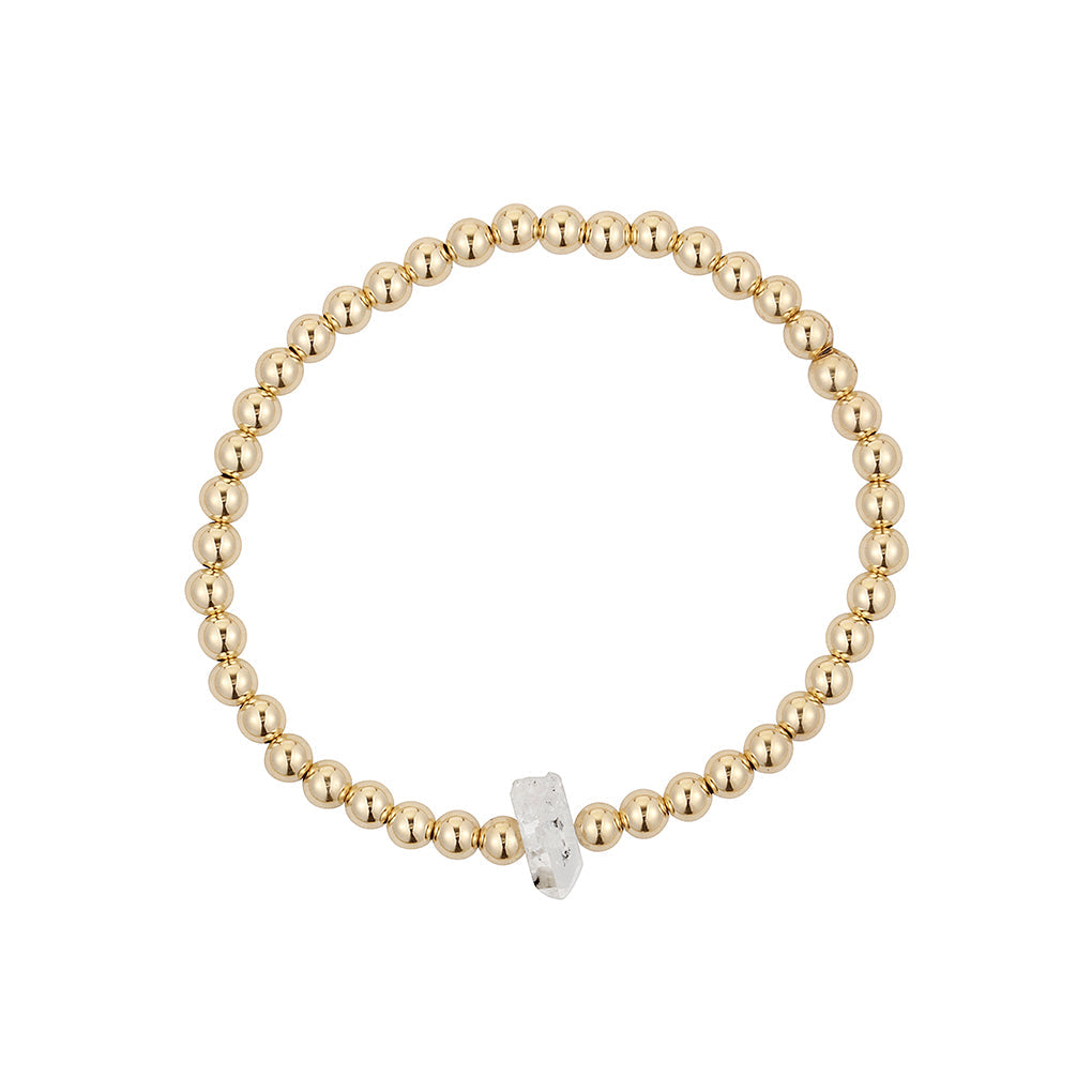 Gara Danielle Herkimer Diamond elastic bracelet with 14k gold-filled beads