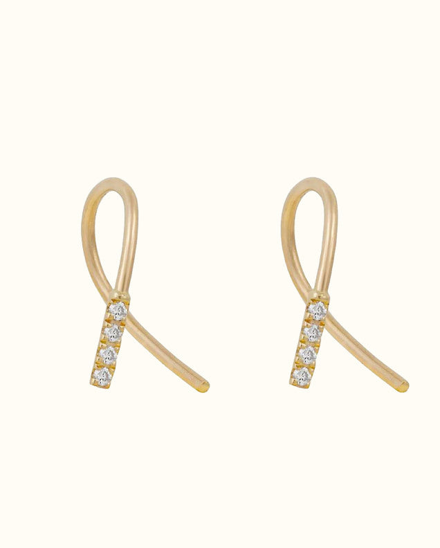 Gara Danielle 14k Gold Twisted Pave Diamond Earring