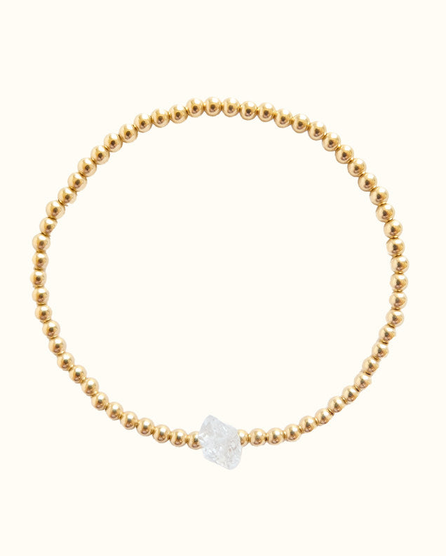 Gara Danielle Herkimer Diamond Elastic Bracelet with 14k Gold-Filled Beads