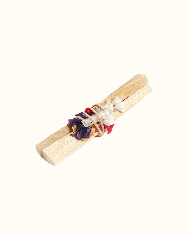 Palo Santo with Dried Flowers and Quartz Crystal