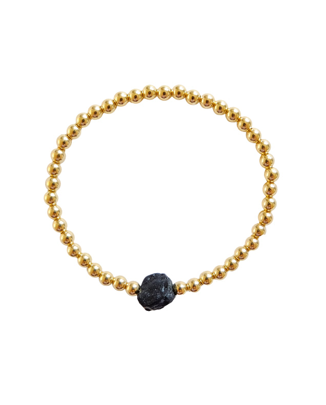 Gara Danielle Black Tourmaline Bracelet with 14K Gold-Filled 4mm Beads