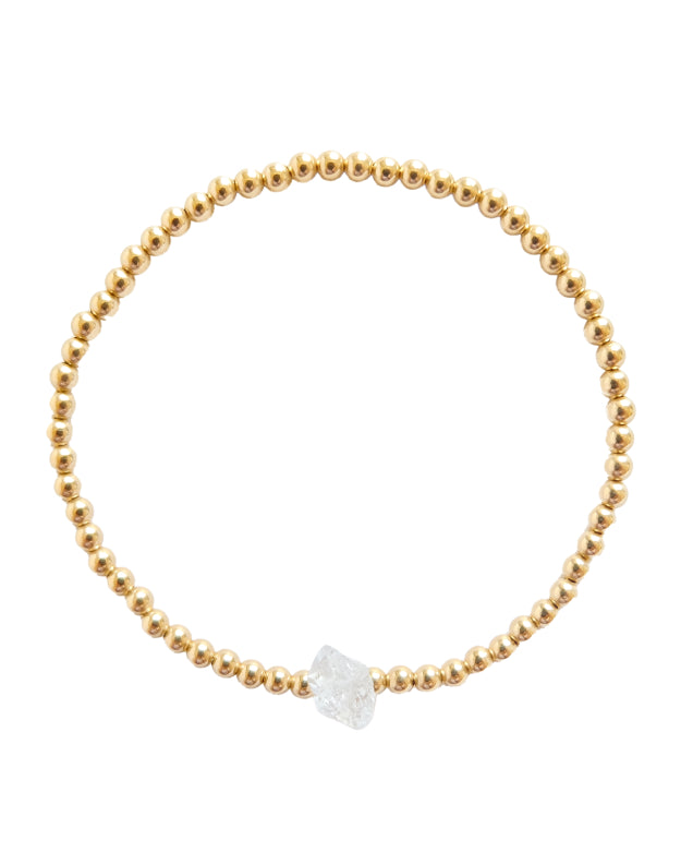 Gara Danielle Herkimer Diamond elastic bracelet with 14k gold-filled beads