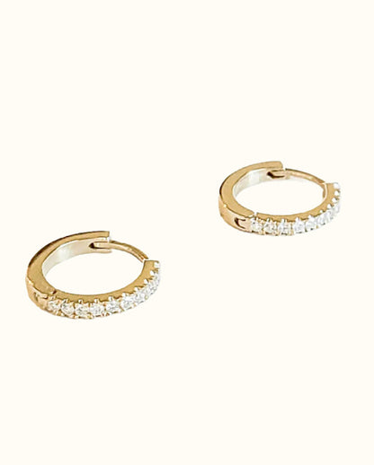 Gara Danielle 14k Gold Micro Pave Diamond Huggie Hoop Large