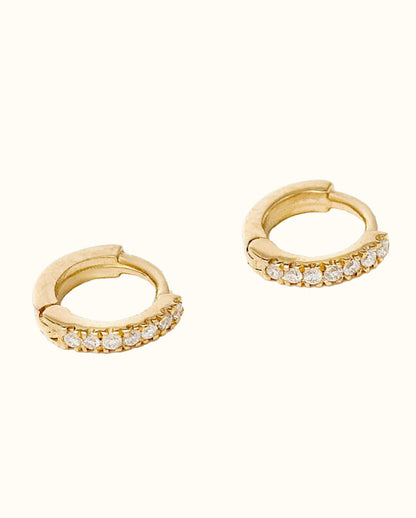 Gara Danielle 14k Gold Micro Pave Diamond Huggie Hoop Small