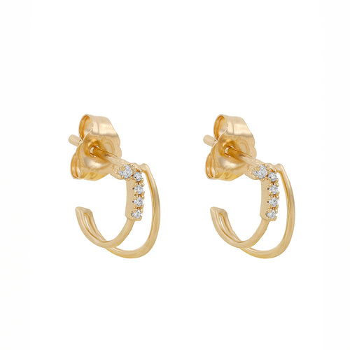 Gara Danielle 14k Gold Half Hoop And Pave Diamond Earring