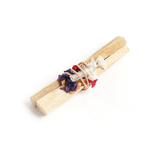 Palo Santo with Dried Flowers and Quartz Crystal