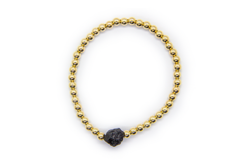 Gara Danielle Black Tourmaline Bracelet with 14K Gold-Filled 4mm Beads